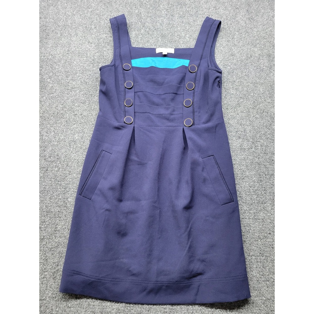 Moulinette Soeurs Navy Blue Button Accent Sleeveless Sheath Dress Size 4